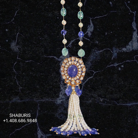 Tassel chain pure silver emerald chain beaded haram silver jewelry indian diamond jewelry pearl necklace gold jewelry designs - SHABURIS