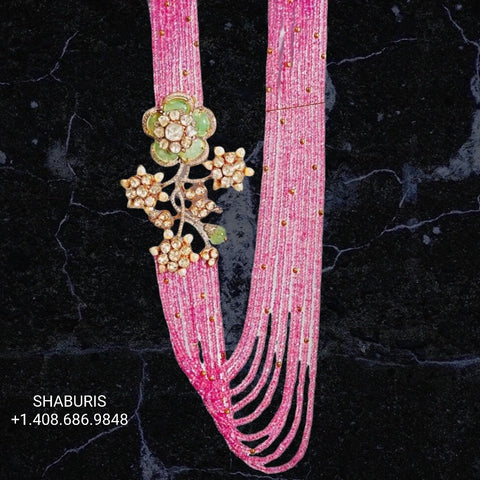 Tassel chain pure silver rose quartz beaded haram silver jewelry indian diamond jewelry pearl necklace gold jewelry designs - SHABURIS