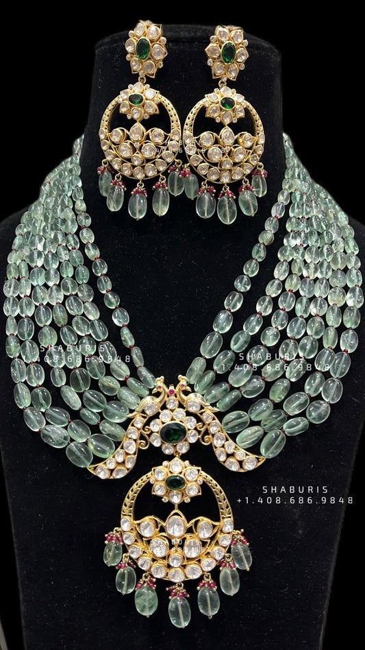 Polki pendant,uncut diamond jewelry,indian Jewelery,Polki necklace,Moissantie Pure silver jewelry gold jewelry designs - SHABURIS
