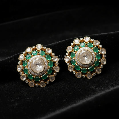 Ruby stud,polki stud,polki diamond jewelry in silver,big studs,indian jewelry,statement jewelry-SHABURIS