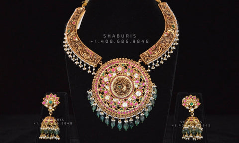 Antique Jhumka,antique buttalu indian,indian gold earrings,Nakshi Necklace,ruby emerald jhumka,chandbali earrings,silver,nakshi jewelry