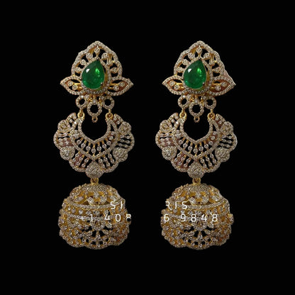 Bangles Jhumkas Diamond Jewelry Indian Jewelry Diamond Jhumka Diamond Necklace 925 silver Antique Jewelry 22k gold plated - SHABURIS