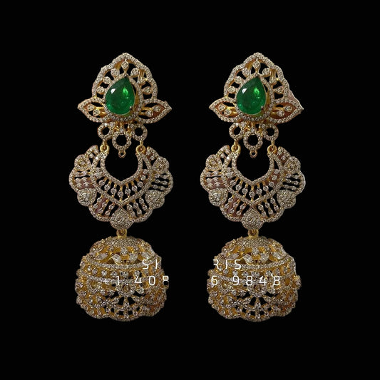 Bangles Jhumkas Diamond Jewelry Indian Jewelry Diamond Jhumka Diamond Necklace 925 silver Antique Jewelry 22k gold plated - SHABURIS