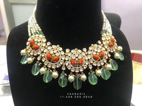 Polki jewelry Pure Silver jewelry Indian ,coral necklace indian jewelry diamond jewelry gold jewelry designs indian -SHABURIS