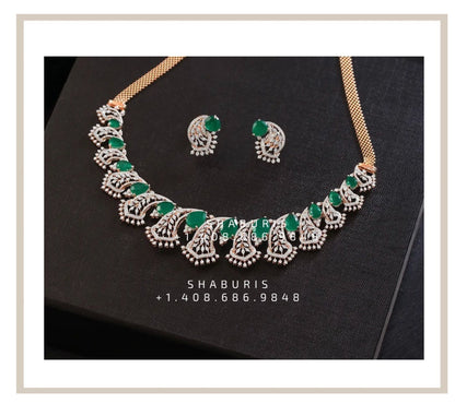 Diamond Choker Pure Silver jewelry Indian ,diamond Necklace,Indian Necklace,Indian Bridal,Indian Wedding Jewelry-NIHIRA-SHABURIS