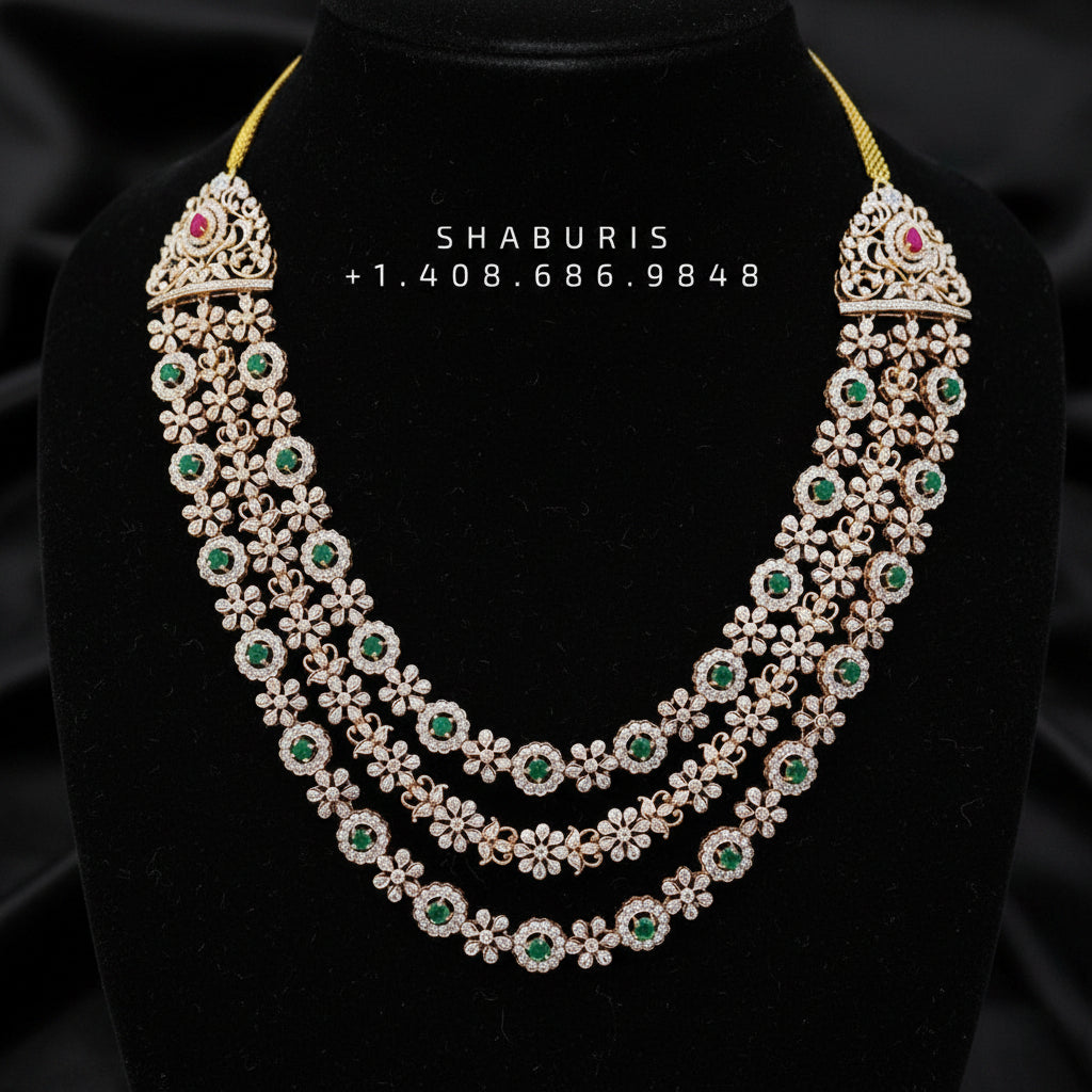 Closed setting diamond choker indian diamond necklace pure silver jewelry indian silver jewelry indian gold jewelry designs - SHABURIS