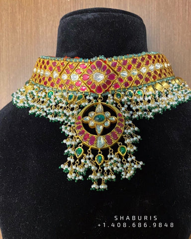 Diamond Choker Diamond Jhumka Diamond Earrings Antique Earrings Antique Jhumka Pure Silver jewelry Indian ,diamond Necklace-SHABURIS