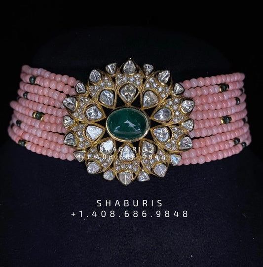 Polki Jewelry,Pure Silver Jewellery Indian ,Moissanite gems,Indian necklace,Swarovski necklace,beaded jewelry-SHABURIS