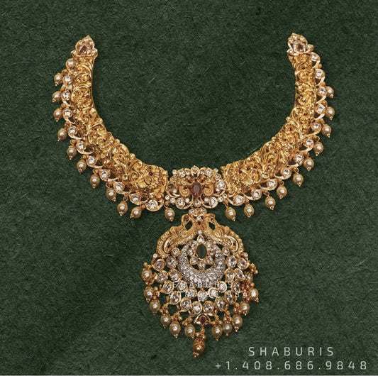 Pure Silver jewelry Indian ,moissanite jewelry,Big Indian Necklace,Indian jadau ,Indian gold Jewelry designs moissanite jewelry-SHABURIS