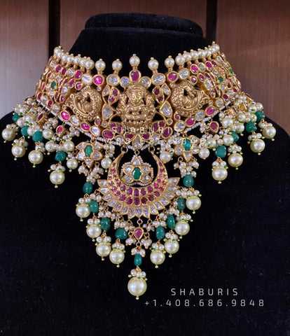 Diamond Choker Pure Silver jewelry Indian ,diamond Necklace,Indian Necklace,Indian Bridal,Indian Wedding Jewelry-NIHIRA-SHABURIS