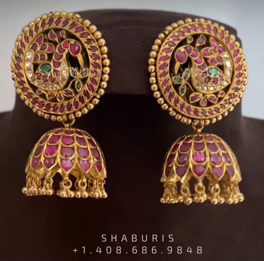 Antique Jewelry Temple Jewelry Bridal Jewelry,silver jewelry Indian ,tanzanite,lyte weight Indian Bridal Nakshi Jewelry - SHABURIS