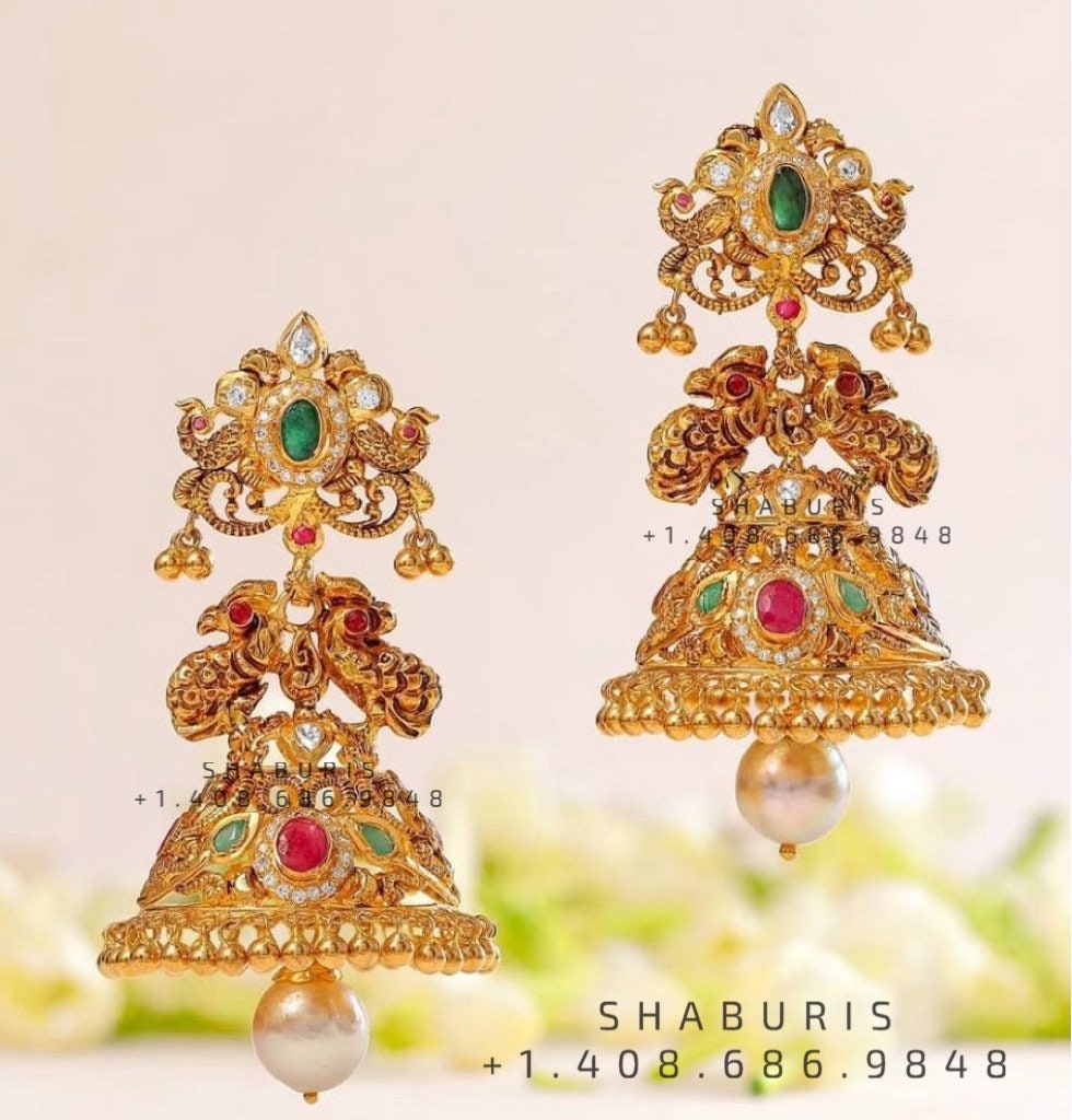 Antique Jewelry Temple Jewelry Bridal Jewelry,silver jewelry Indian ,tanzanite,lyte weight Indian Bridal Nakshi Jewelry - SHABURIS