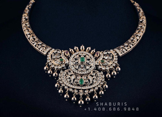 Antique Jewelry Temple Jewelry Bridal Jewelry,silver jewelry Indian ,tanzanite,lyte weight Indian Bridal Nakshi Jewelry - SHABURIS