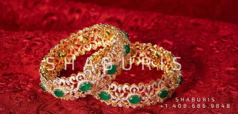 Diamond Bangles,South Indian Jewelry,silver Jewelry,pure silver Swaroski Bangles,Indian Wedding Jewelry 22k gold jewelry designs -SHABURIS