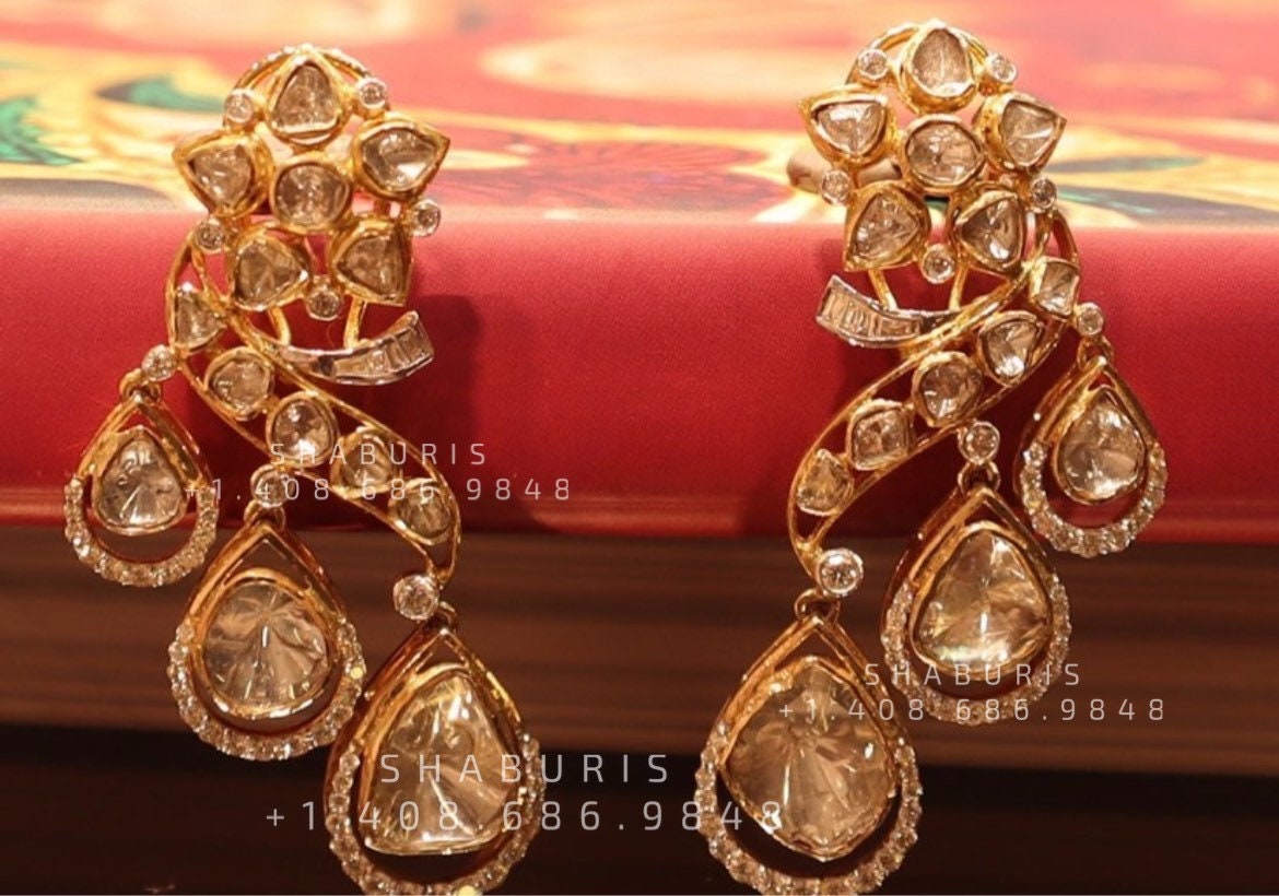Ruby stud,polki stud,polki diamond jewelry in silver,big studs,indian jewelry,statement jewelry-SHABURIS