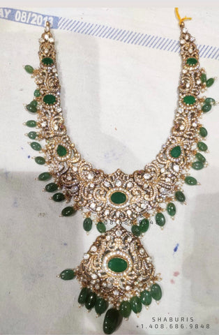 Diamond choker,Heavy choker,Sabyasachi Jewelry inspired,southindian Jewelery,indian Jewelery,gold dipped jewelry,Pure silver jewelry-NIHIRA