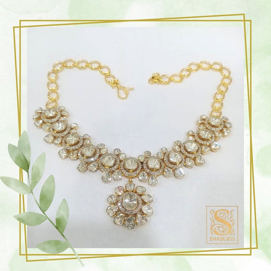 Polki Necklace Diamond Necklace Beaded Necklace Tanzanite Necklace Diamond Jewelry Moissanite Necklace Bridal Jewelry-SHABURIS