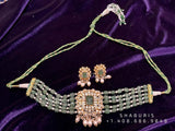 Polki beaded set,Latest Indian Jewelry,bead stone Jewelry,bead jewelry,polki jewelry,moissante,beads,bead gems,precious stone jewel
