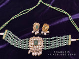 Polki beaded set,Latest Indian Jewelry,bead stone Jewelry,bead jewelry,polki jewelry,moissante,beads,bead gems,precious stone jewel