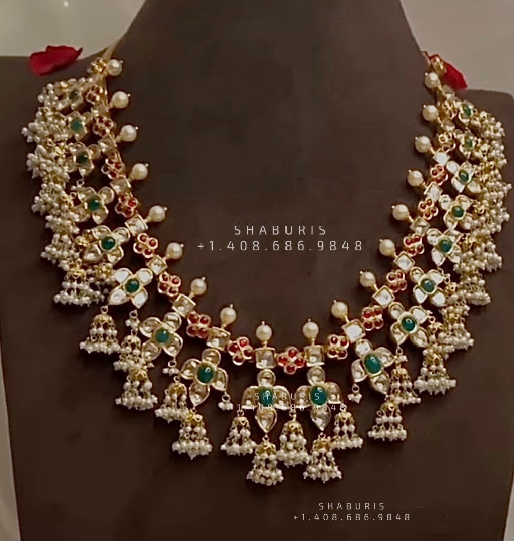 Polki Necklace Diamond Necklace Beaded Necklace Tanzanite Necklace Diamond Jewelry Moissanite Necklace Bridal Jewelry-SHABURIS