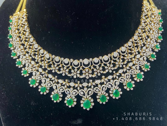 Polki Necklace Diamond Necklace Beaded Necklace Tanzanite Necklace Diamond Jewelry Moissanite Necklace Bridal Jewelry-SHABURIS