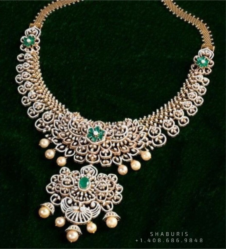 Polki Necklace Diamond Necklace Beaded Necklace Tanzanite Necklace Diamond Jewelry Moissanite Necklace Bridal Jewelry-SHABURIS