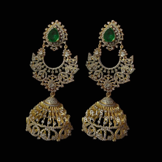 Bangles Jhumkas Diamond Jewelry Indian Jewelry Diamond Jhumka Diamond Necklace 925 silver Antique Jewelry 22k gold plated - SHABURIS
