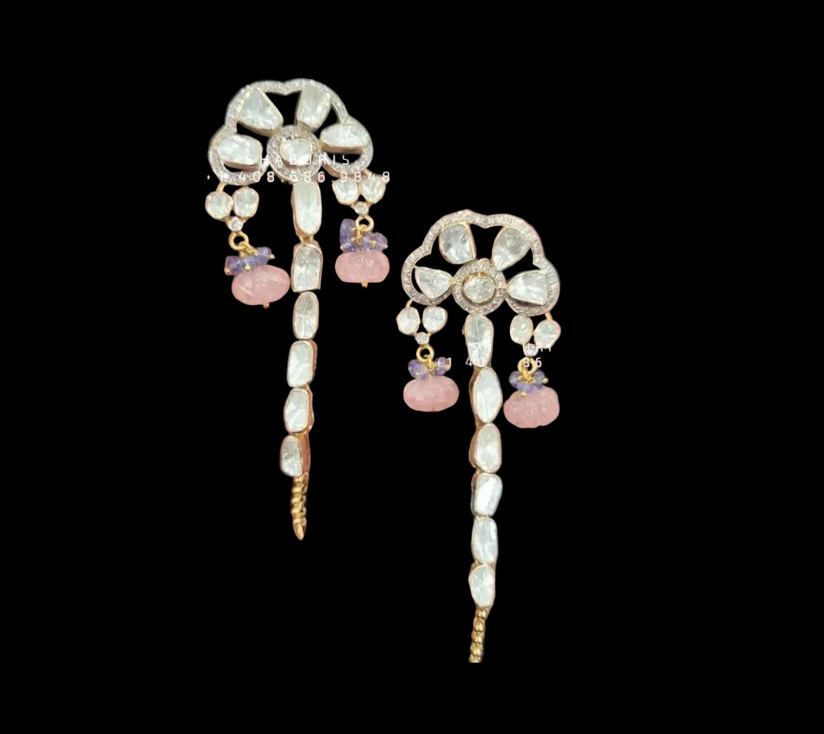 Diamond Jhumka  22k gold jewelry designs silver jewelry diamond jewelry indian diamond studs indian diamond jhumka polki jhumka - SHABURIS