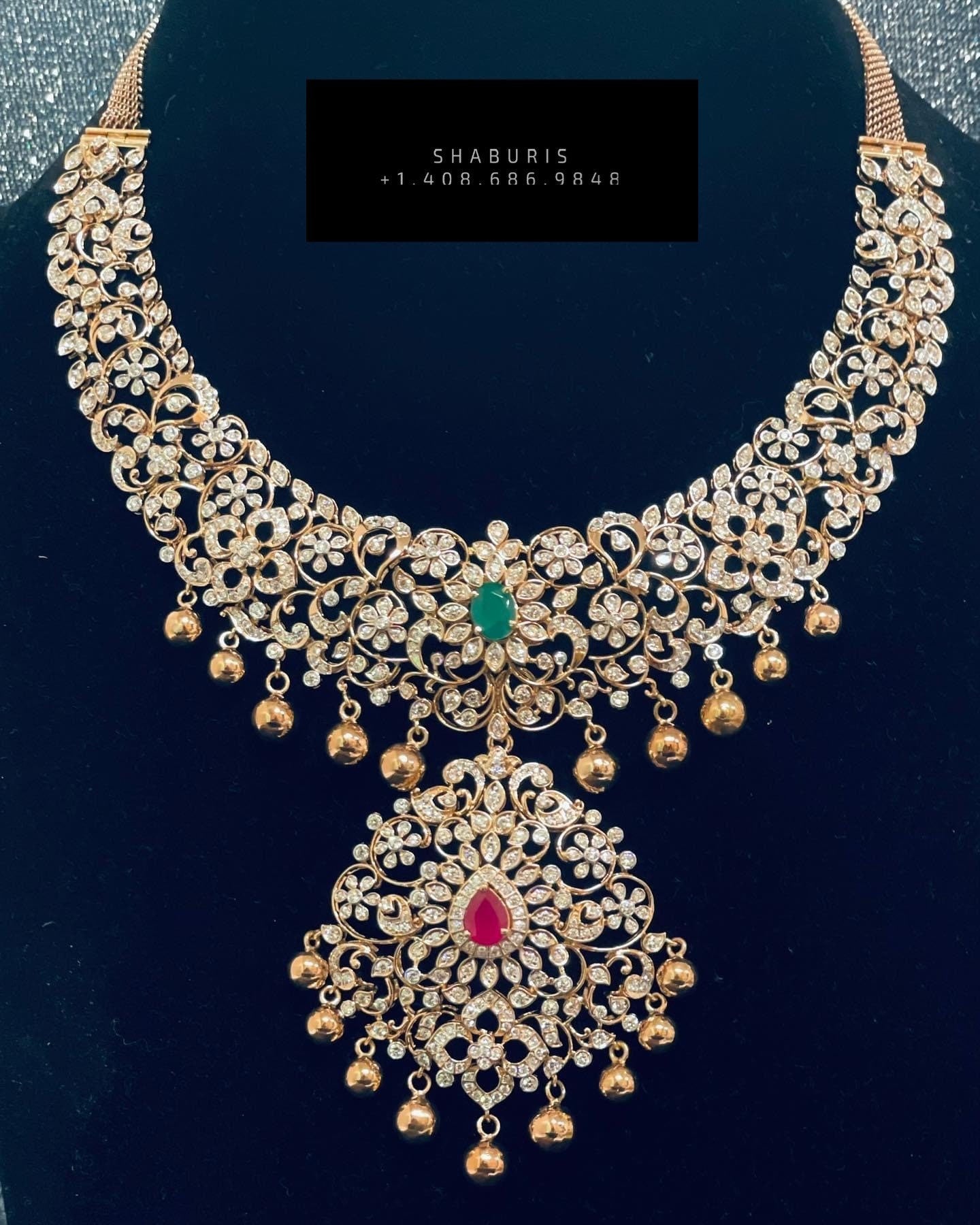 Polki Necklace Diamond Necklace Beaded Necklace Tanzanite Necklace Diamond Jewelry Moissanite Necklace Bridal Jewelry-SHABURIS