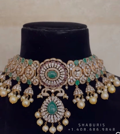 Victorian diamond choker diamond jewelery 22ct gold jewelry designs silver jewelry 925 silver jewelry polki diamond jewelry - SHABURIS