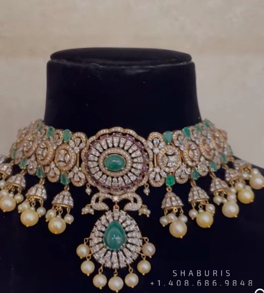 Victorian diamond choker diamond jewelery 22ct gold jewelry designs silver jewelry 925 silver jewelry polki diamond jewelry - SHABURIS