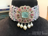 Diamond choker ,silver jewelry,polki Jewelry in Silver,Indian Earrings,Indian Jewelry,High End Jewelry-NIHIRA-SHABURIS