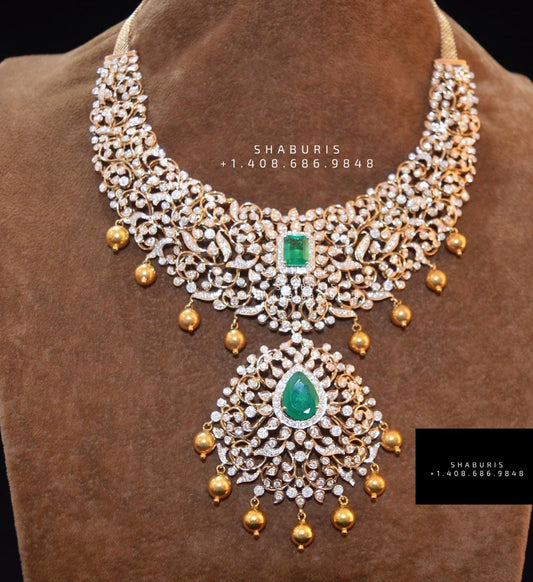 Diamond Choker Pure Silver jewelry Indian ,diamond Necklace,Indian Necklace,Indian Bridal,Indian Wedding Jewelry-NIHIRA-SHABURIS
