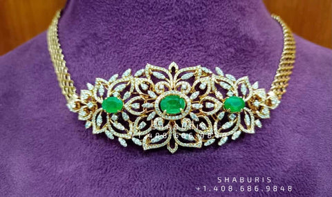 Diamond Choker Pure Silver jewelry Indian ,diamond Necklace,Indian Necklace,Indian Bridal,Indian Wedding Jewelry-NIHIRA-SHABURIS
