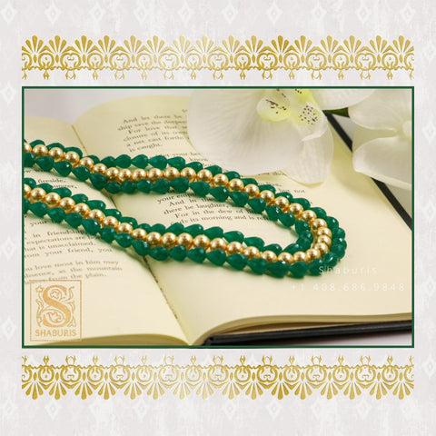 Multi layered beads south sea pearls emerald beads gem stones birth stones bead necklace precious gem stones precious beads & gems - SHABURI