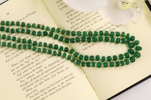 Emerald beads beaded mala pure gems gold jewelry designs indian pure silver jewelry bead necklace statement jewelry SHABURIS