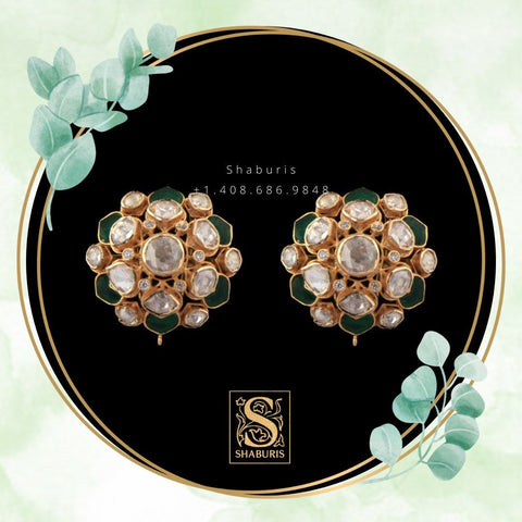 Diamond Choker Diamond Jhumka Diamond Earrings Antique Earrings Antique Jhumka Pure Silver jewelry Indian ,diamond Necklace-SHABURIS