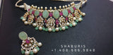 Diamond Choker Diamond Jhumka Diamond Earrings Antique Earrings Antique Jhumka Pure Silver jewelry Indian ,diamond Necklace-SHABURIS