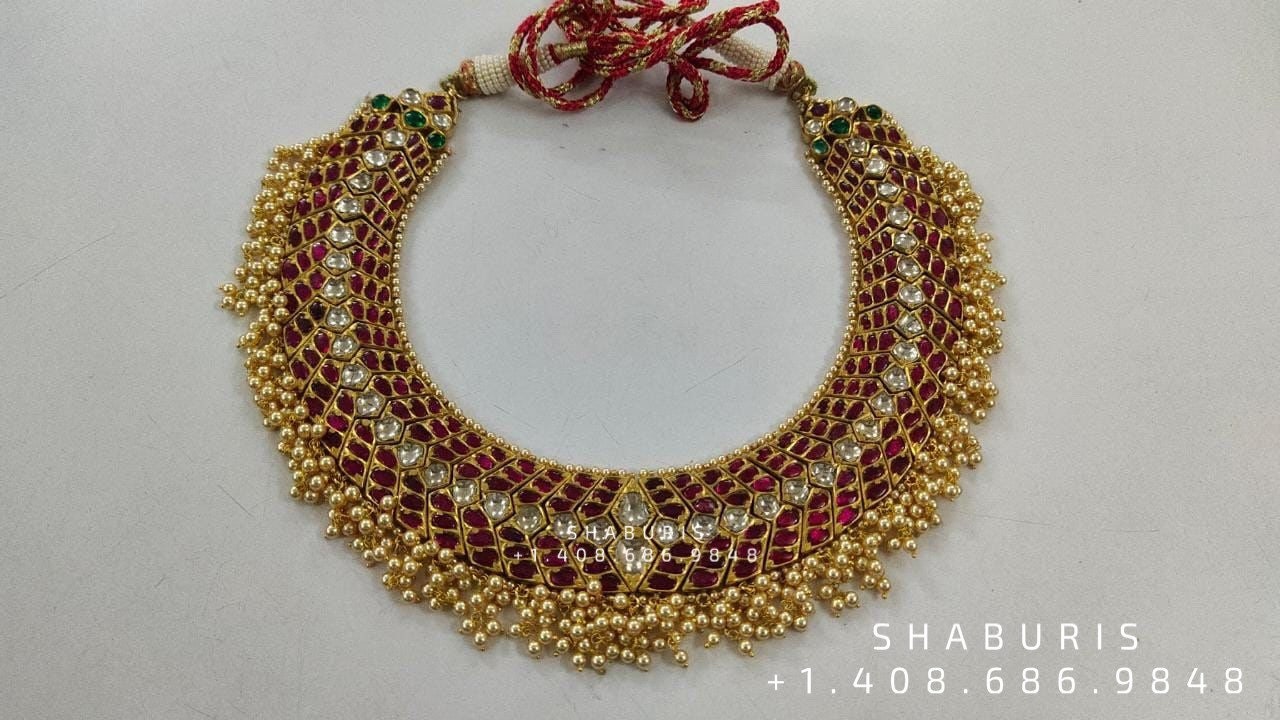 Polki Necklace Diamond Necklace Beaded Necklace Tanzanite Necklace Diamond Jewelry Moissanite Necklace Bridal Jewelry-SHABURIS