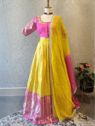 Kanjivaram Lehenga Kids Lehenga Kids Crop Top Teens Lehenga Indian Lehenga Indian Halfsaree Indian Saree blouse Designer Lehenga