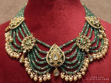 Diamond Choker Pure Silver jewelry Indian ,diamond Necklace,Coral Necklace,Polki Necklace,Indian Wedding Jewelry-SHABURIS