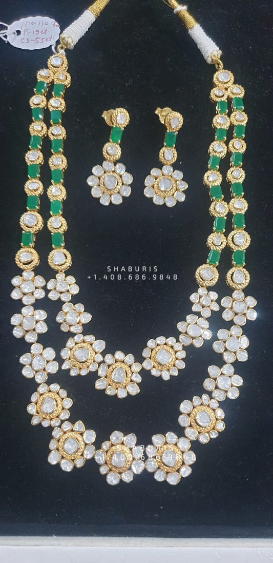 Polki Necklace Diamond Necklace Beaded Necklace Tanzanite Necklace Diamond Jewelry Moissanite Necklace Bridal Jewelry-SHABURIS