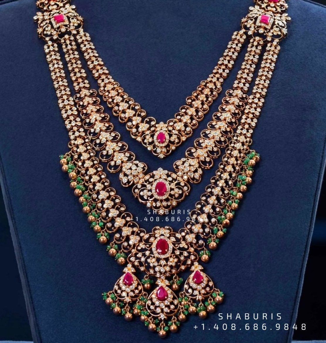 Polki Necklace Diamond Necklace Beaded Necklace Tanzanite Necklace Diamond Jewelry Moissanite Necklace Bridal Jewelry-SHABURIS