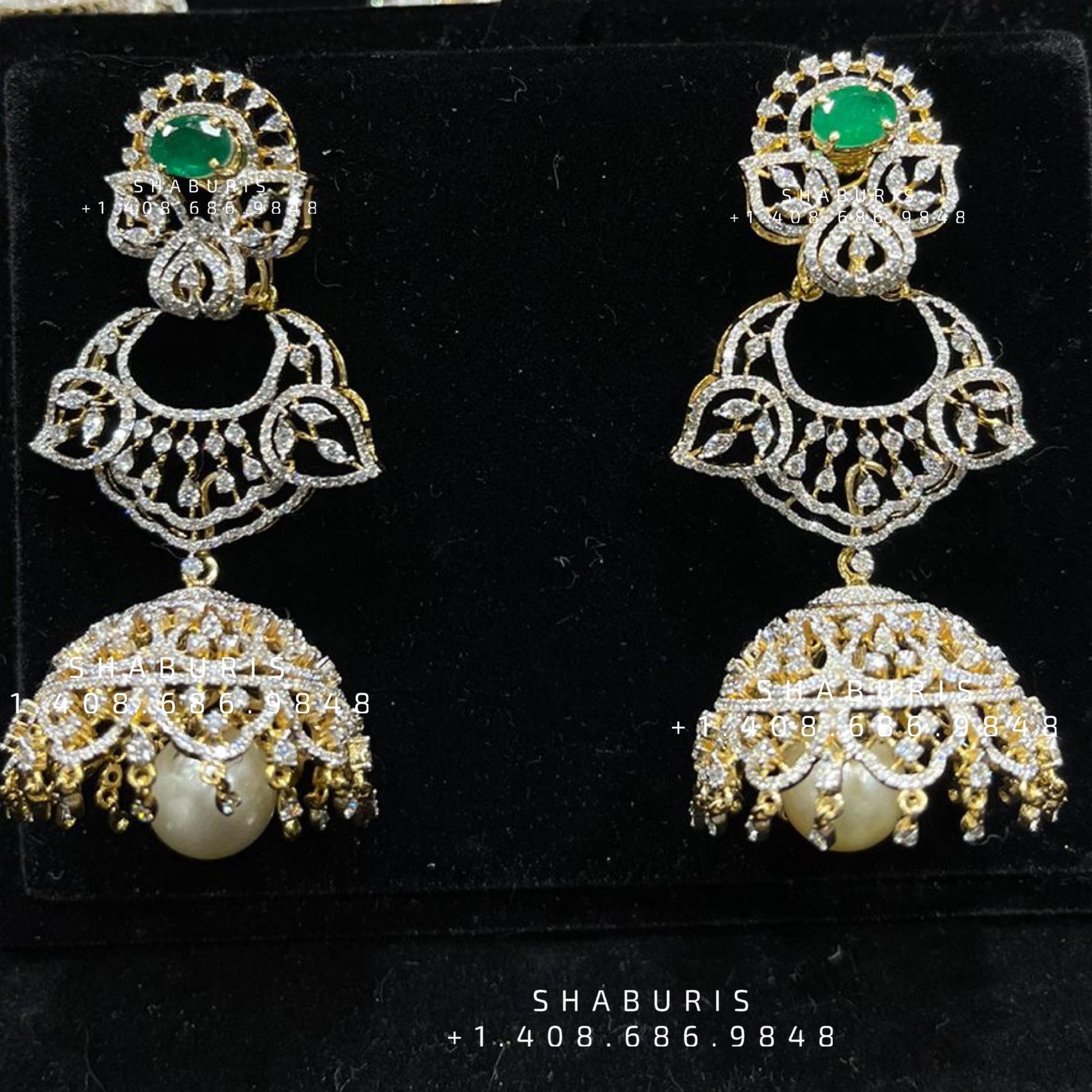 Diamond Jhumka Polki Necklace Diamond Necklace Beaded Necklace Tanzanite Necklace Diamond Jewelry Moissanite Necklace Bridal-SHABURIS
