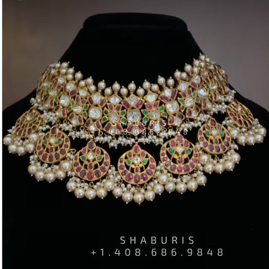 Antique Jewelry Temple Jewelry Bridal Jewelry,silver jewelry Indian ,tanzanite,lyte weight Indian Bridal Nakshi Jewelry - SHABURIS