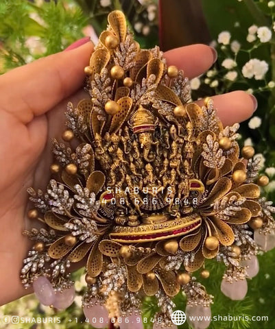 Nakshi Jewelry Polki Necklace Diamond Necklace Ganesha Pendant Diamond Jewelry Moissanite Necklace Bridal-SHABURIS [GANESHA101]