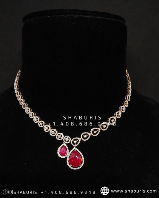 Kids jewelry simple diamond necklace ruby diamond necklace diamond jewelry silver jewelry swarovski diamond necklace - SHABURIS