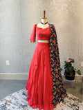 Half Saree Red Lehenga Patola Duppatta Teens Lehenga Indian Wedding Lehenga Choli Half Saree for teens Bridal Lehenga Bridal HalfSaree