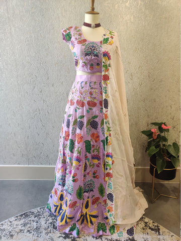 Lilac Lehenga Designer lehenga,Bridal Lehenga,Wedding Lehenga,Langa voni,Halfsaree, Lehenga,Pattu Pavada,Silk Lehenga,teens Lehenga-NIHIRA