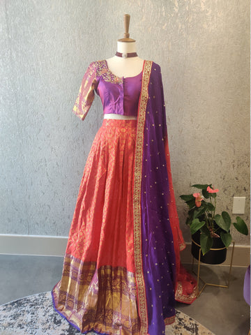 Pure kanchi pattu lehenga,Bridal Lehenga,Pattu langa,Langavoni,Halfsaree,Kanjivaram Lehenga,Pattu Pavada,Silk Lehenga,teens Lehenga-NIHIRA